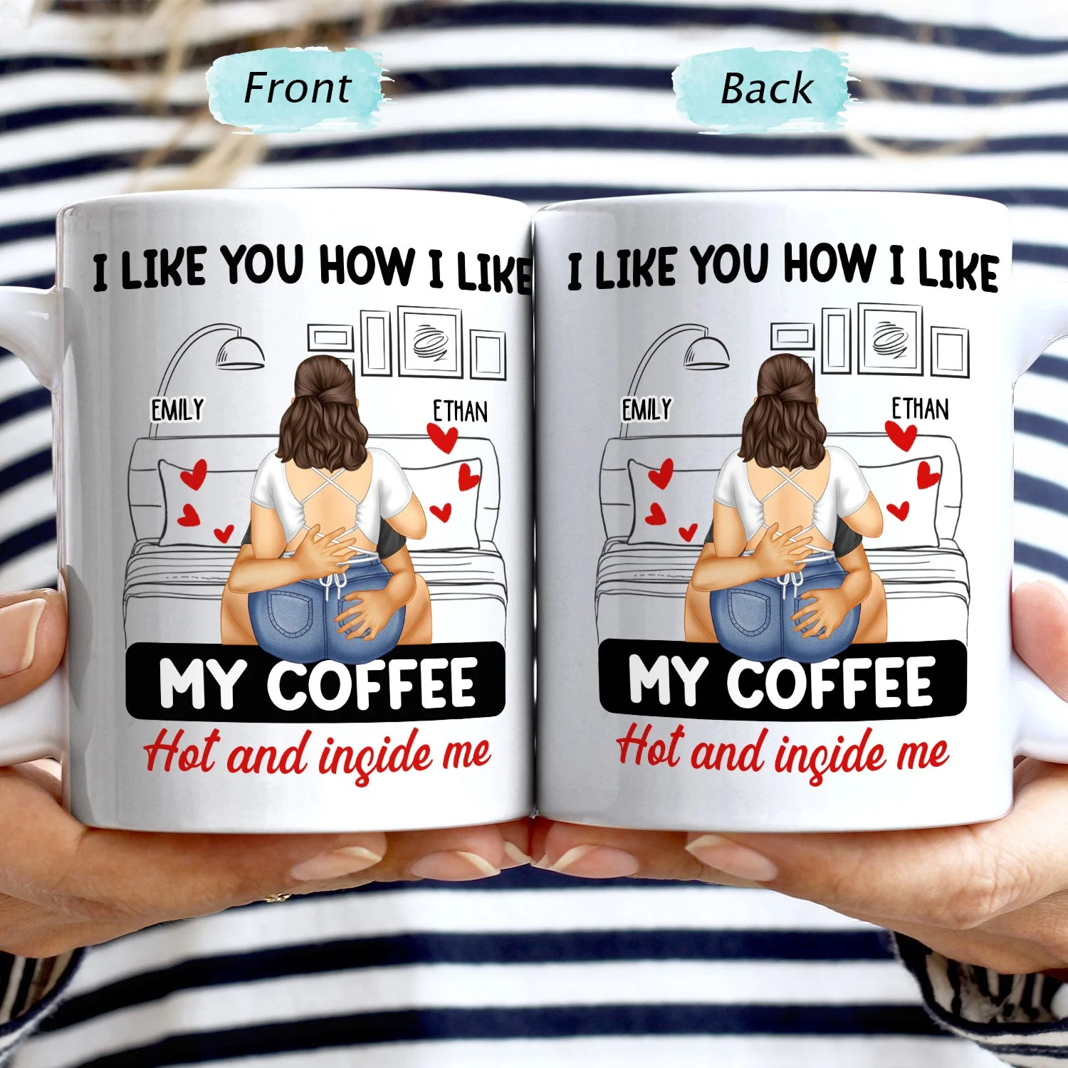 Couple Kissing I Like My Coffee Hot & Inside Me - Gift For Couples - Personalized Mug - Image 3
