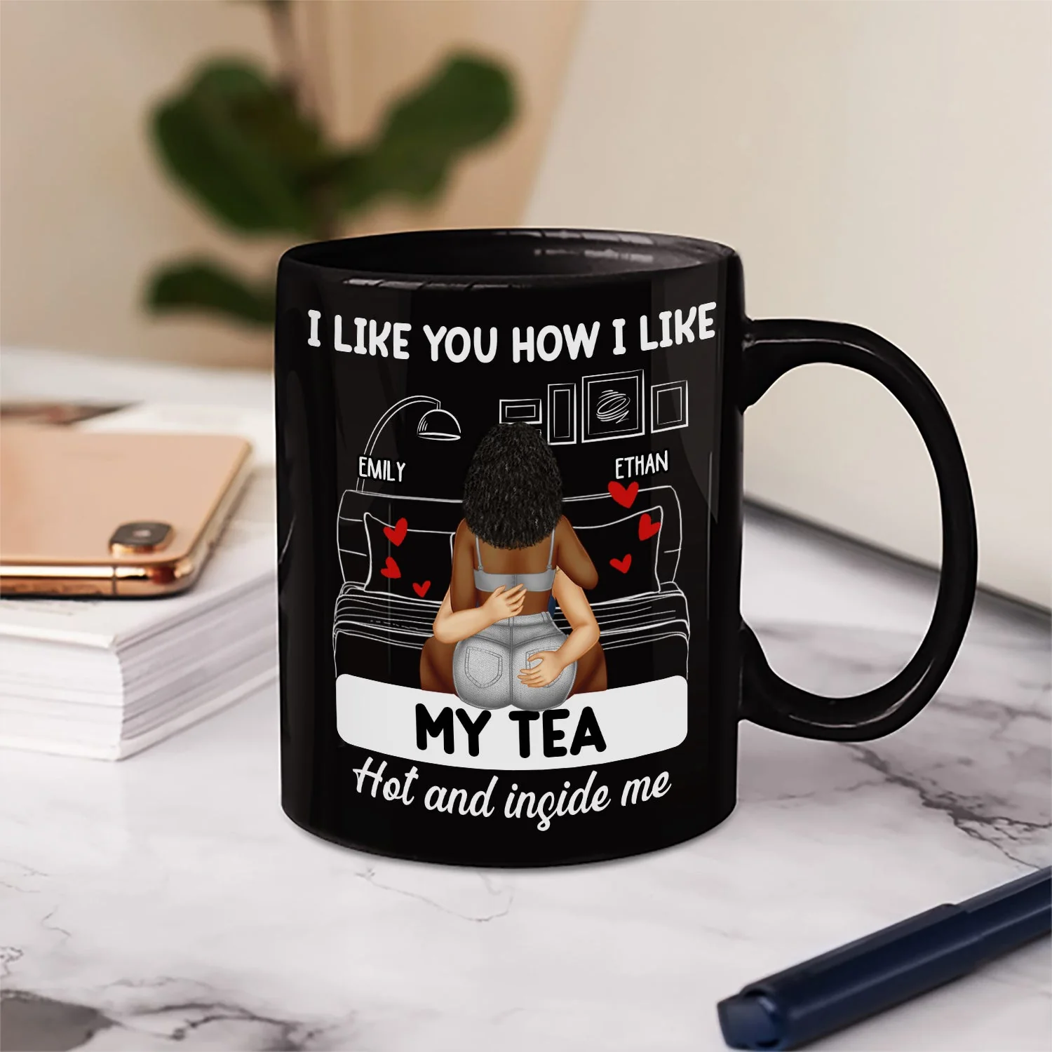 Couple Kissing I Like My Coffee Hot & Inside Me - Gift For Couples - Personalized Mug - Image 6