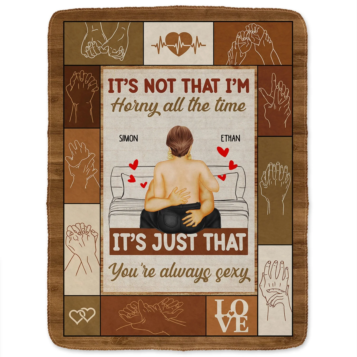Couple Kissing It's Just You Always Sexy - Gift For Couples - Personalized Fleece Blanket - Image 2