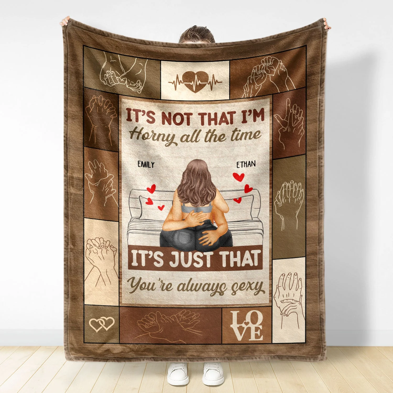 Couple Kissing It's Just You Always Sexy - Gift For Couples - Personalized Fleece Blanket - Image 3