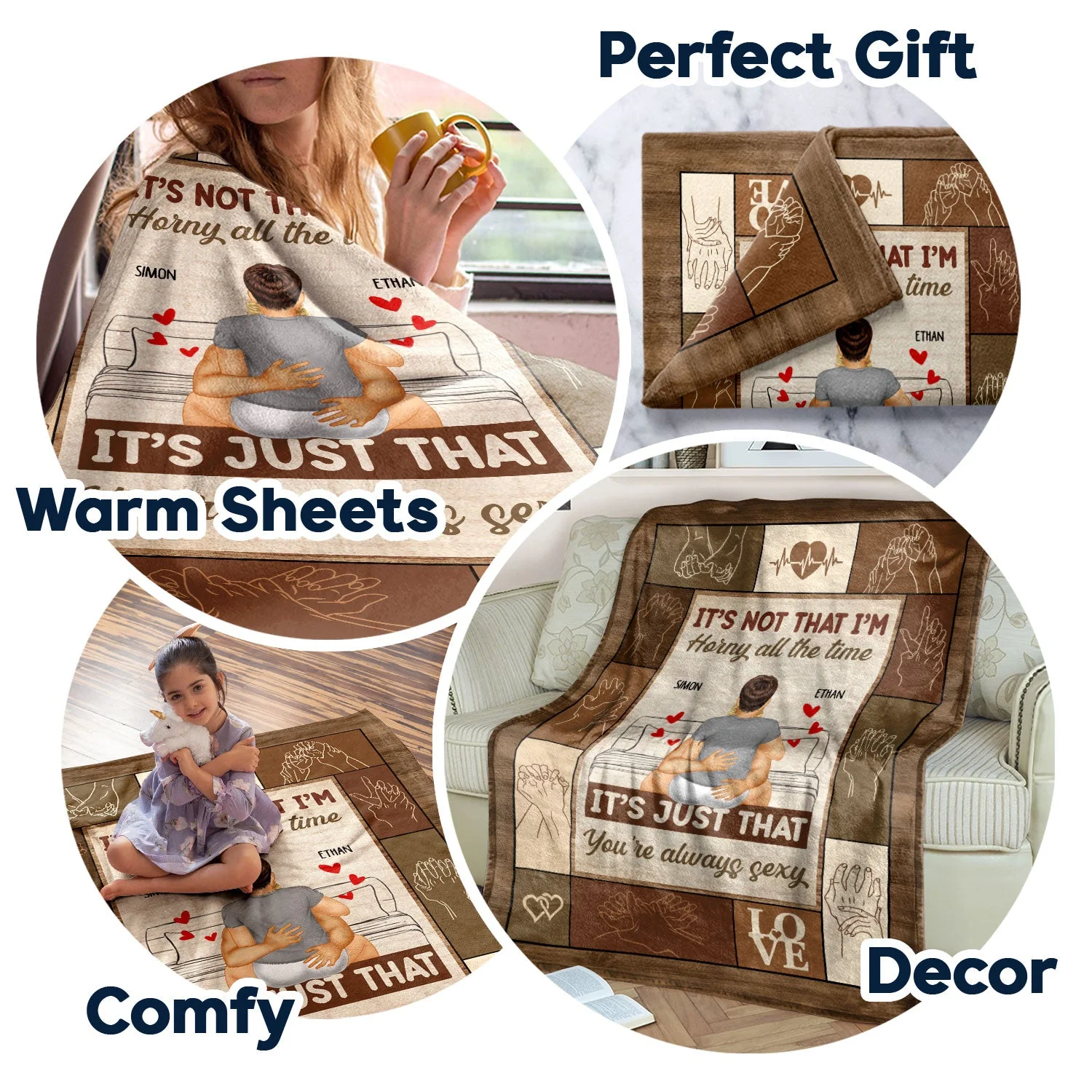 Couple Kissing It's Just You Always Sexy - Gift For Couples - Personalized Fleece Blanket - Image 7