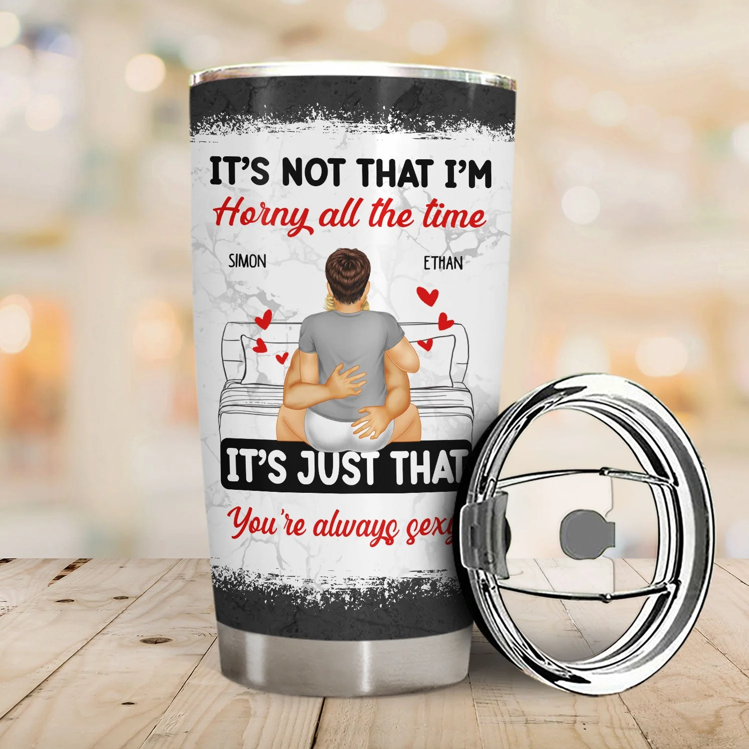 Couple Kissing It's Just You Always Sexy - Gift For Couples - Personalized Tumbler - Image 2