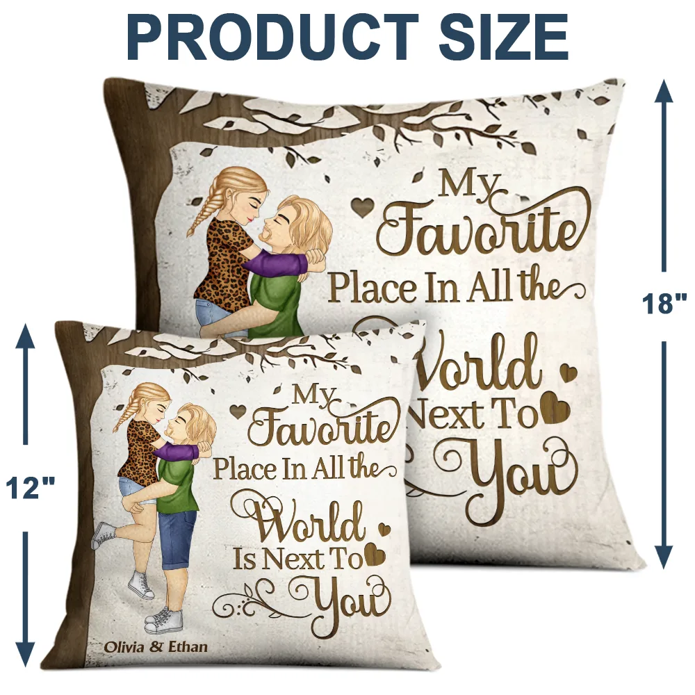 Couple Kissing My Favorite Place In All The World - Personalized Pillow - Image 4