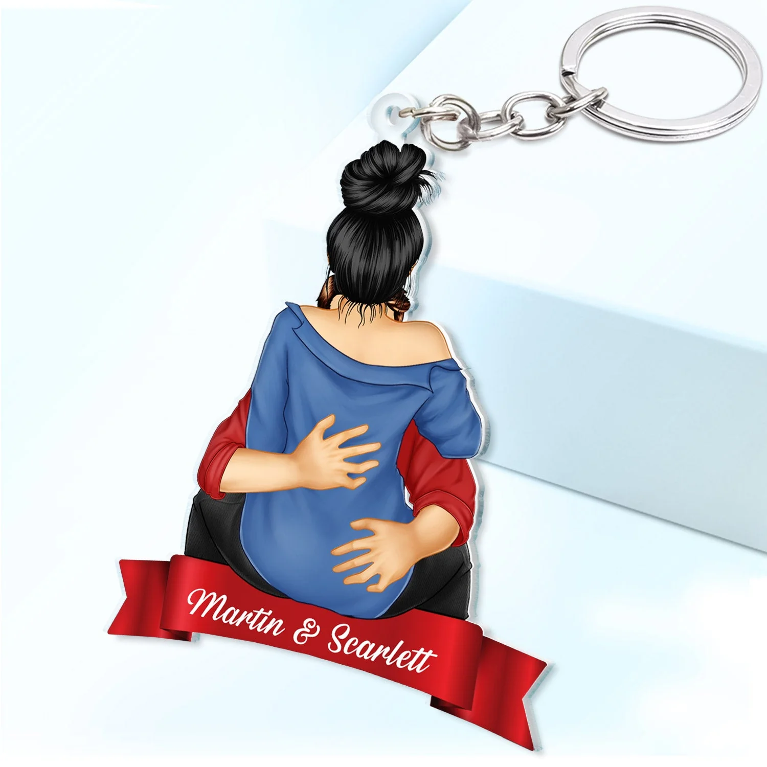 Couple Kissing Style 2 - Anniversary Gift For Couples - Personalized Cutout Acrylic Keychain - Image 2