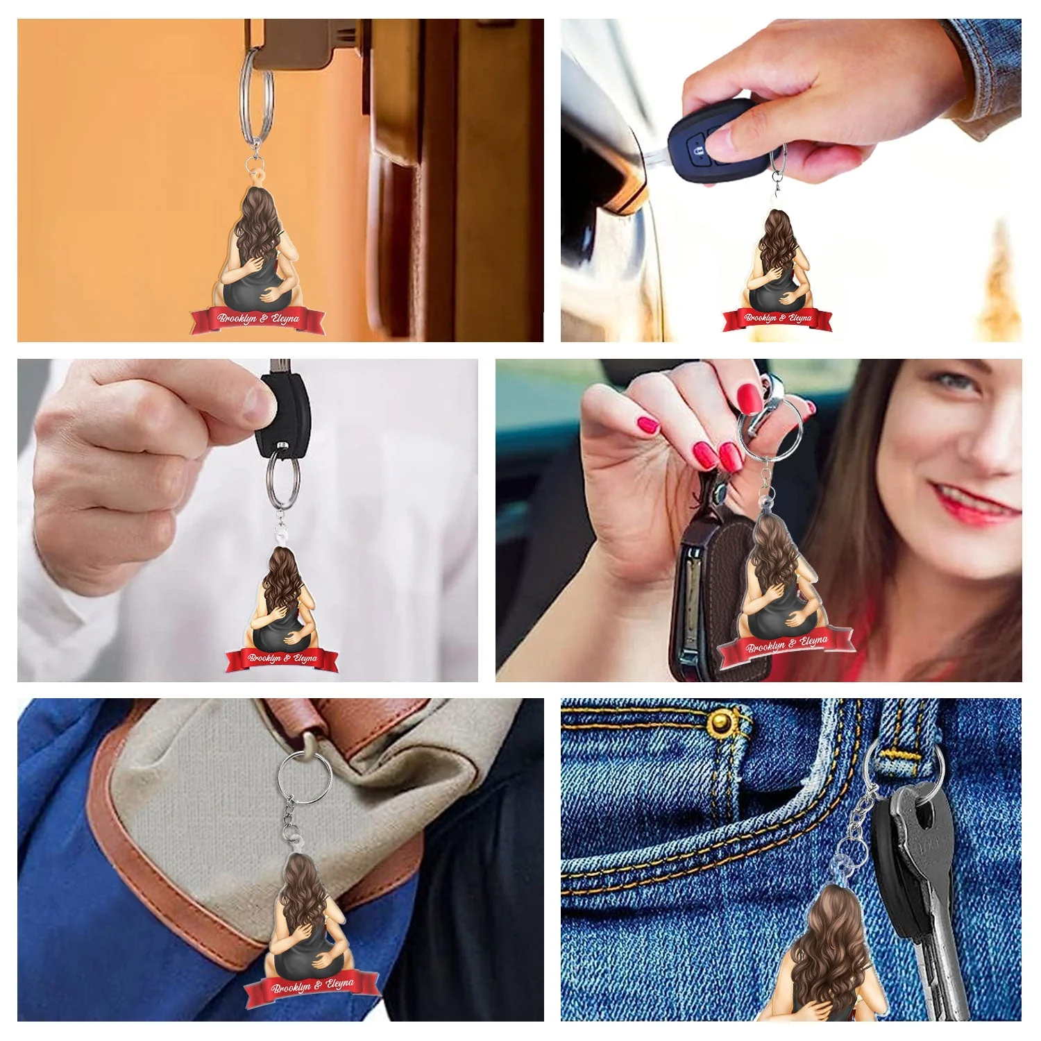Couple Kissing Style 2 - Anniversary Gift For Couples - Personalized Cutout Acrylic Keychain - Image 6