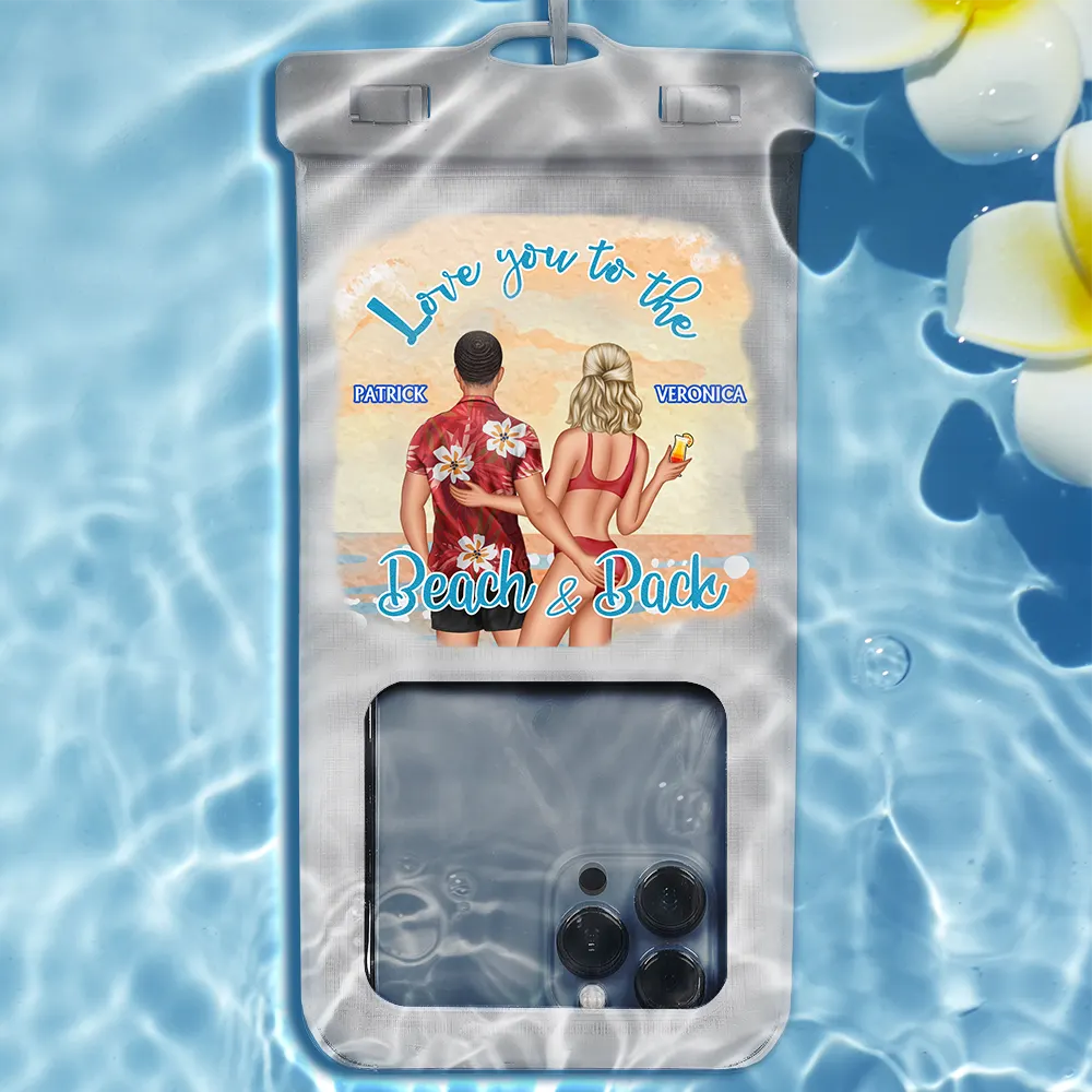 Couple Love You To The Beach - Personalized Waterproof Phone Pouch - Image 2