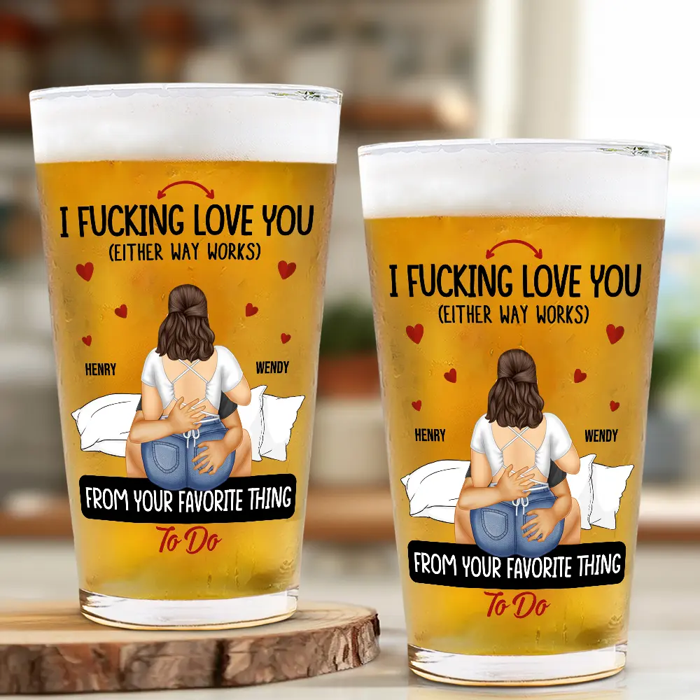 Couple Loving You Either Way Works - Personalized Beer Glass - Image 2