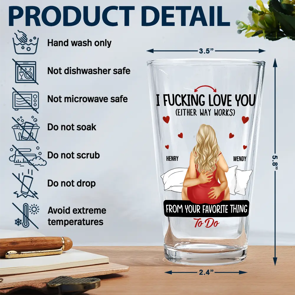 Couple Loving You Either Way Works - Personalized Beer Glass - Image 5