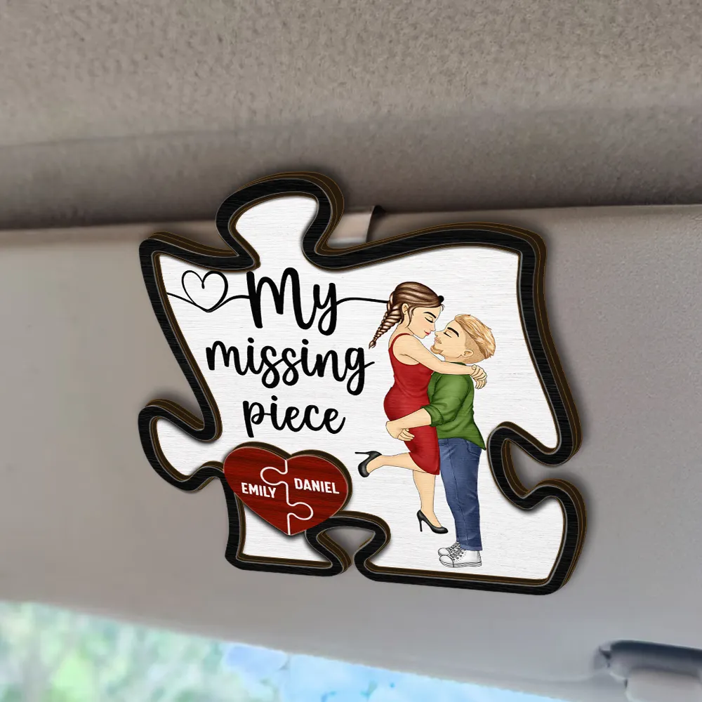 Couple My Missing Piece - Personalized Custom Shaped Car Visor Clip - Image 2