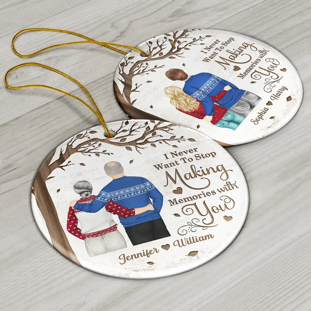 Couple Never Want To Stop Making Memories - Personalized Circle Ceramic Ornament - Image 6
