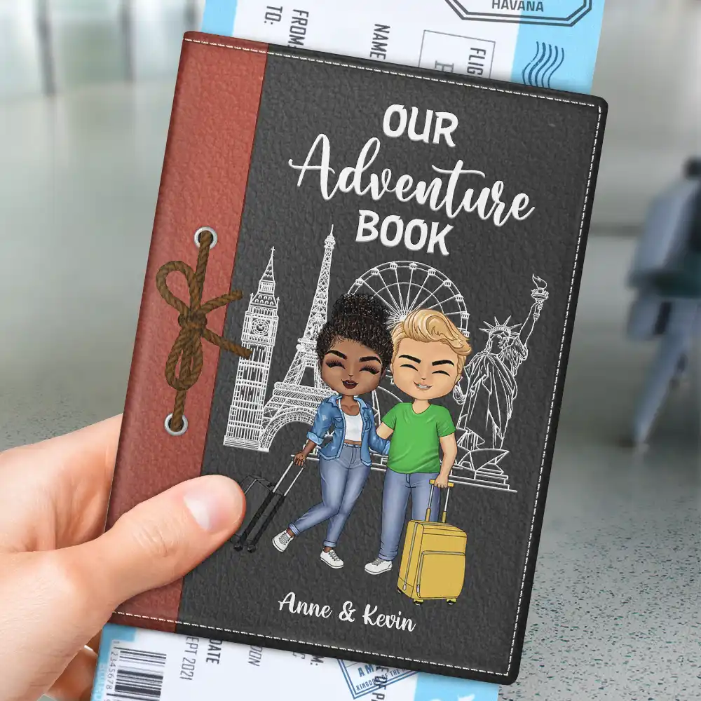 Couple Our Adventure Book - Personalized Passport Cover, Passport Holder - Image 3