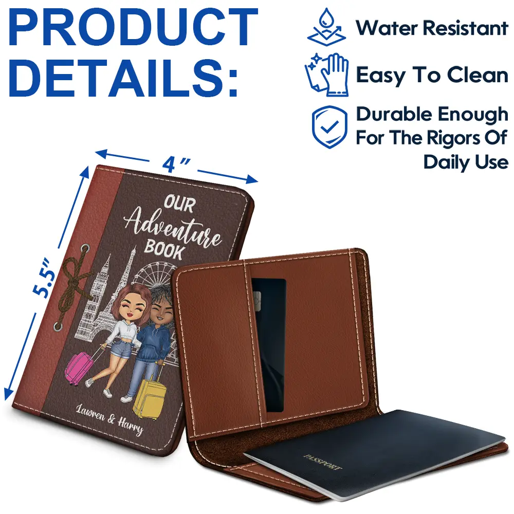 Couple Our Adventure Book - Personalized Passport Cover, Passport Holder - Image 4
