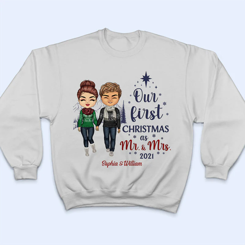 Couple Our First Christmas Together - Christmas Gift For Couple - Personalized Custom Hoodie - Image 2