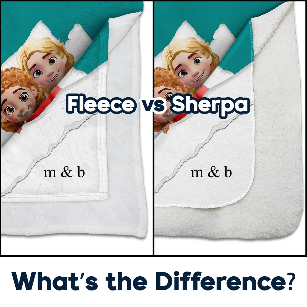 Couple & Pet Blanket, Minimal Monogram - Personalized Fleece Blanket, Sherpa Blanket - Image 4