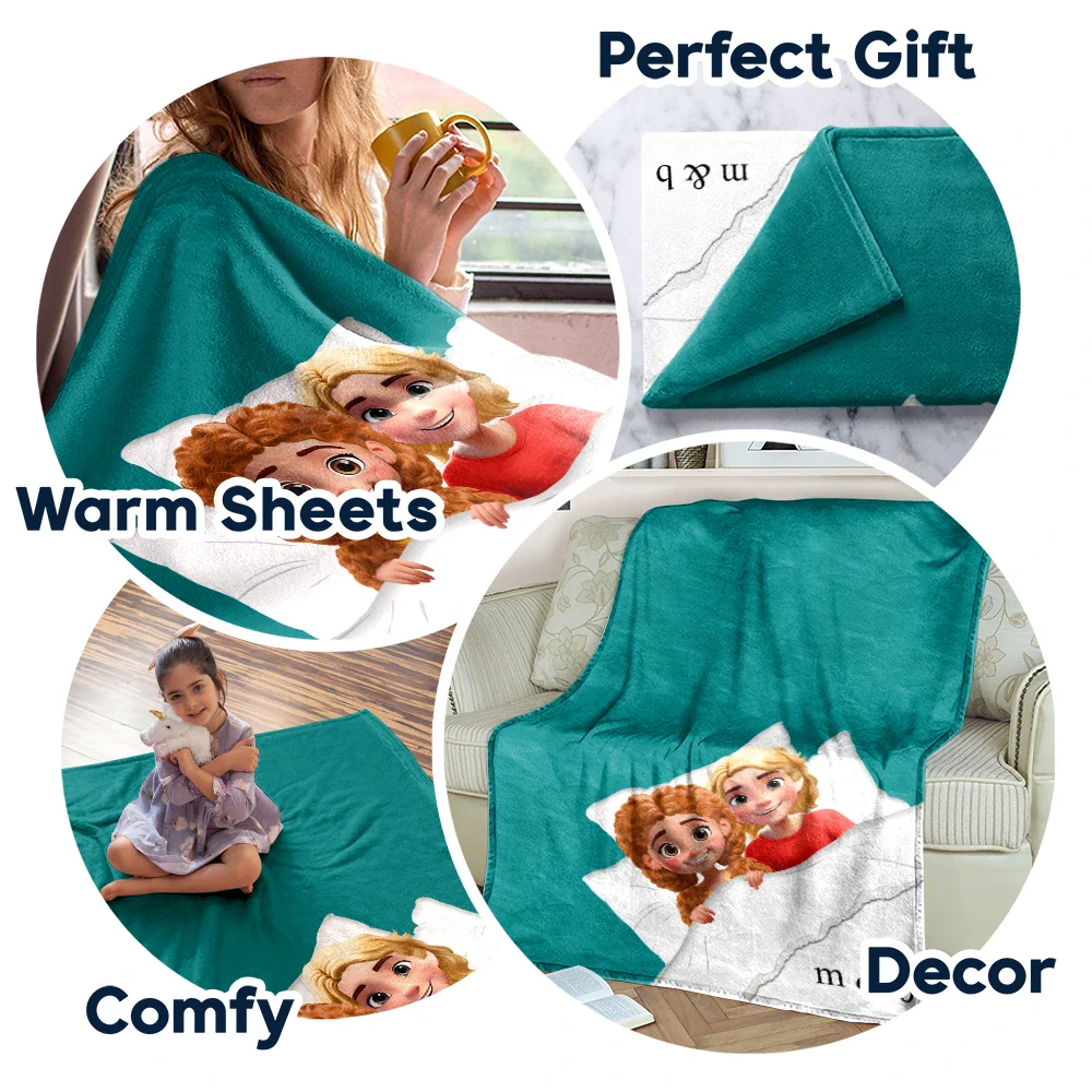 Couple & Pet Blanket, Minimal Monogram - Personalized Fleece Blanket, Sherpa Blanket - Image 7
