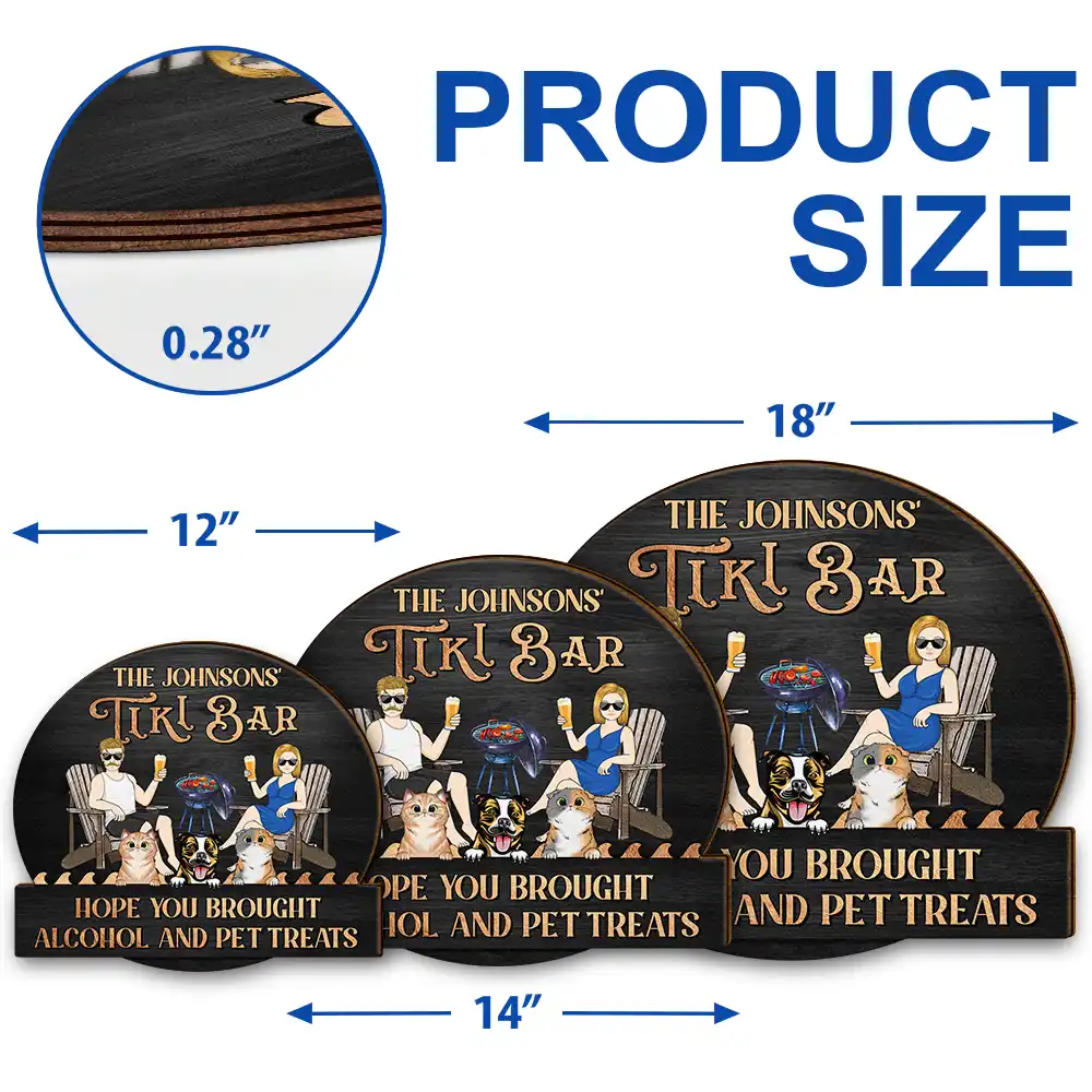 Couple Pool & Patio Bar Hope You Brought Alcohol & Dog Treats - Personalized Custom Shaped Wood Sign - Image 5