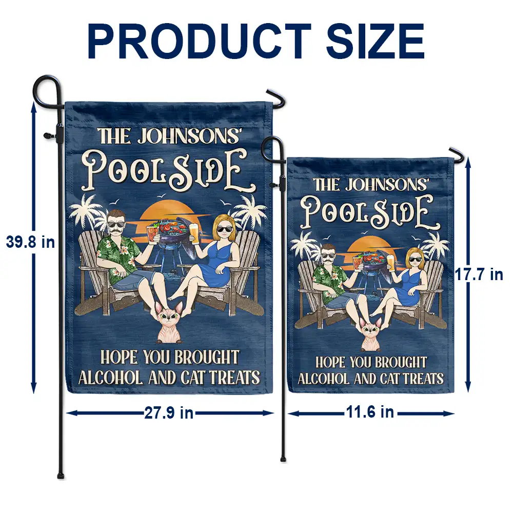 Couple Pool & Patio Bar Hope You Brought Alcohol & Dog Treats - Personalized Flag - Image 5