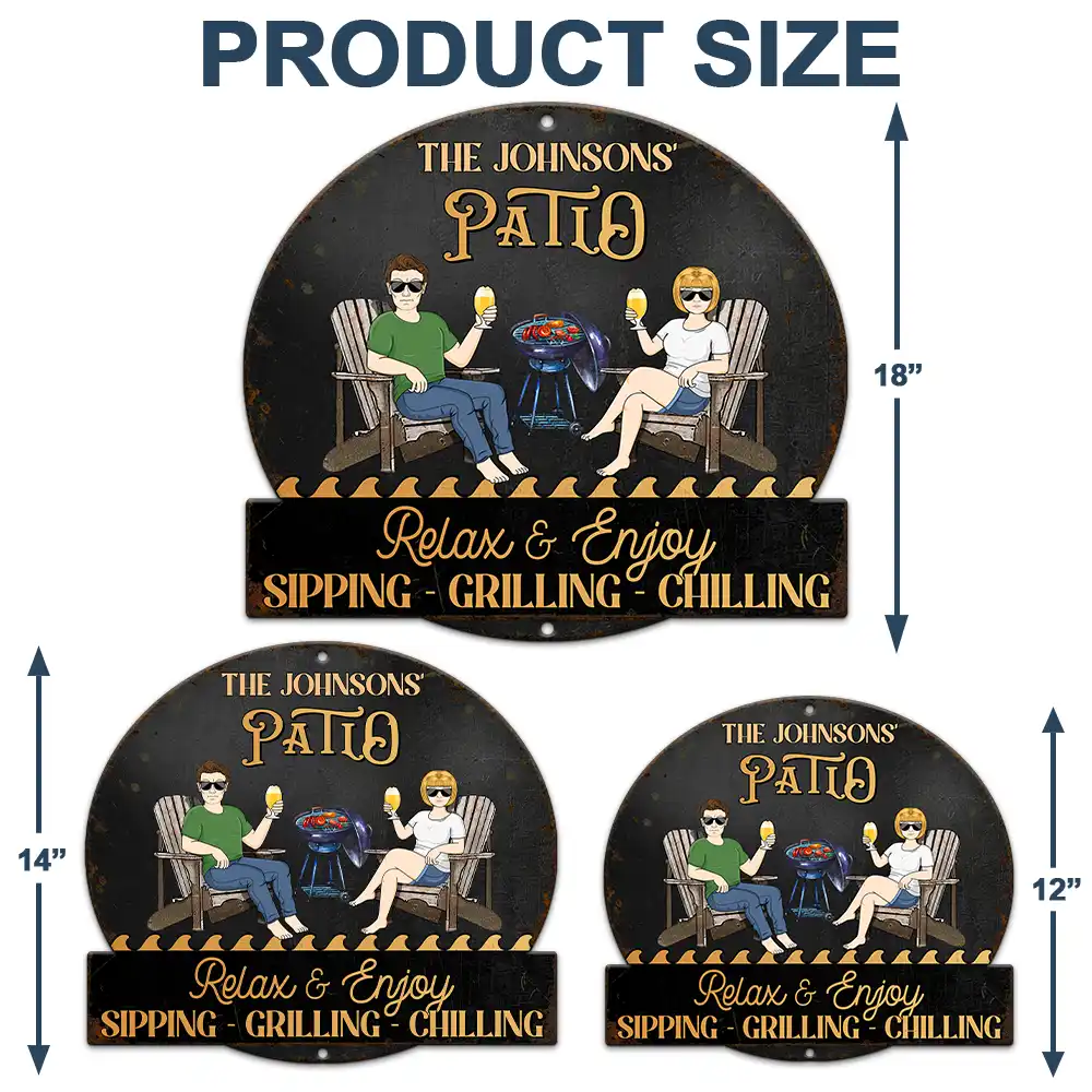 Couple Pool & Patio Sipping Chilling - Personalized Custom Shaped Metal Sign - Image 4