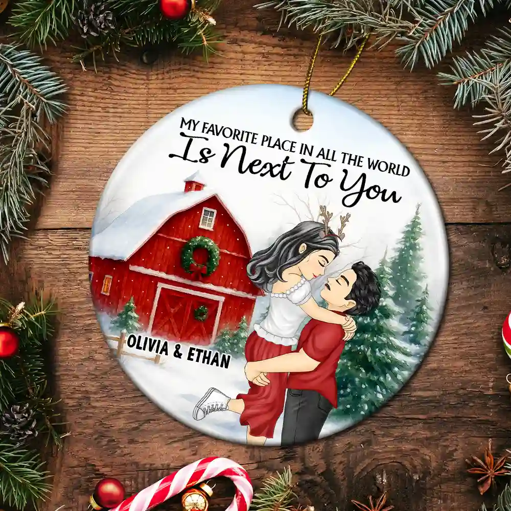 Couple Red Barn You & Me We Got This - Personalized Circle Ceramic Ornament - Image 5