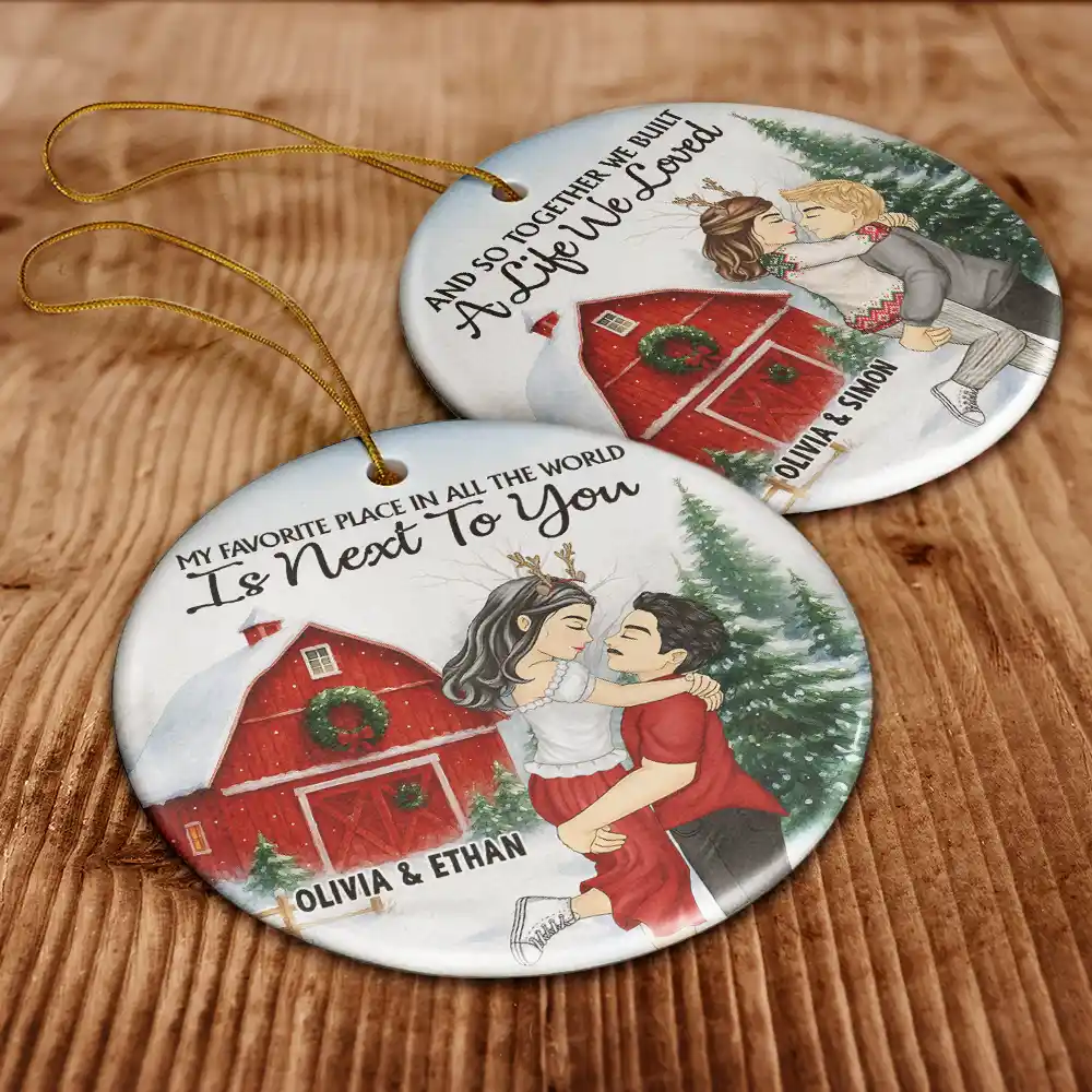 Couple Red Barn You & Me We Got This - Personalized Circle Ceramic Ornament - Image 6