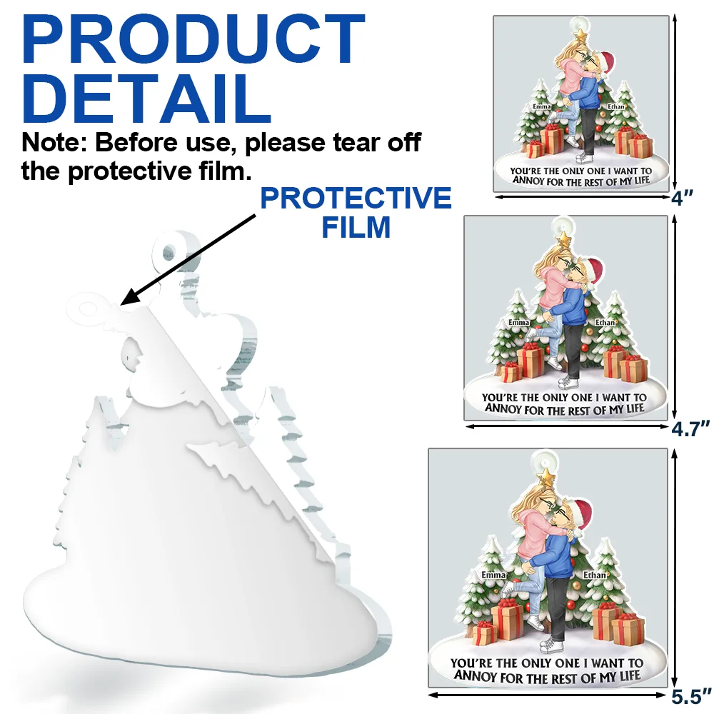 Couple Side View I Want To Annoy For The Rest Of My Life - Personalized Custom Shaped Acrylic Ornament - Image 6