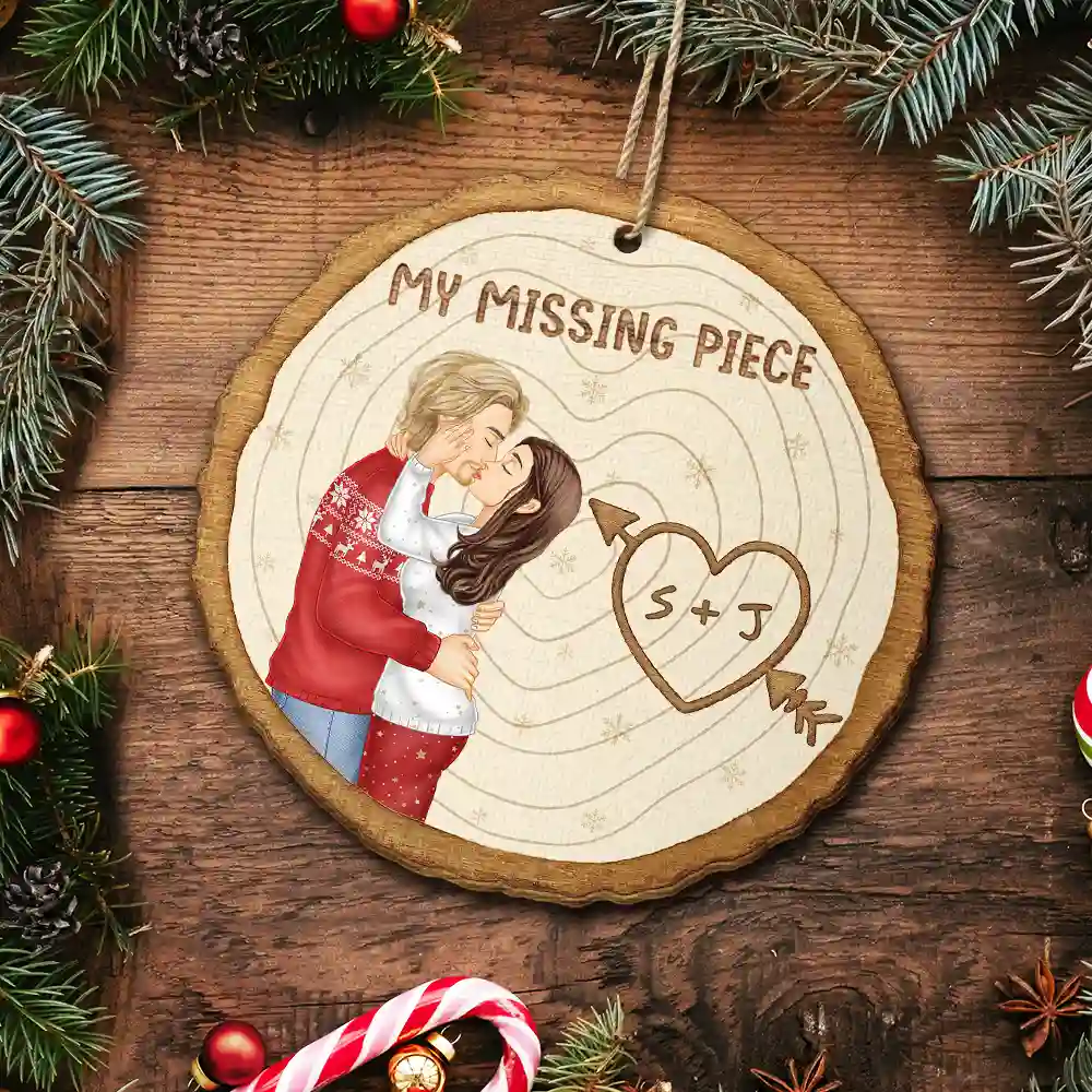 Couple Side View I'm Yours - Personalized Custom Shaped Wooden Ornament - Image 5