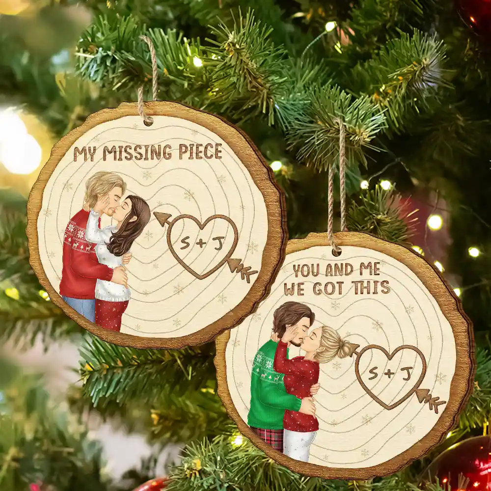 Couple Side View I'm Yours - Personalized Custom Shaped Wooden Ornament - Image 6
