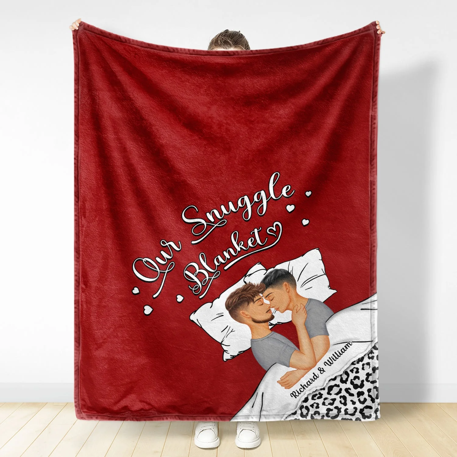 Couple Side View Our Snuggle Blanket - Gift For Couple - Personalized Custom Fleece Blanket - Image 2