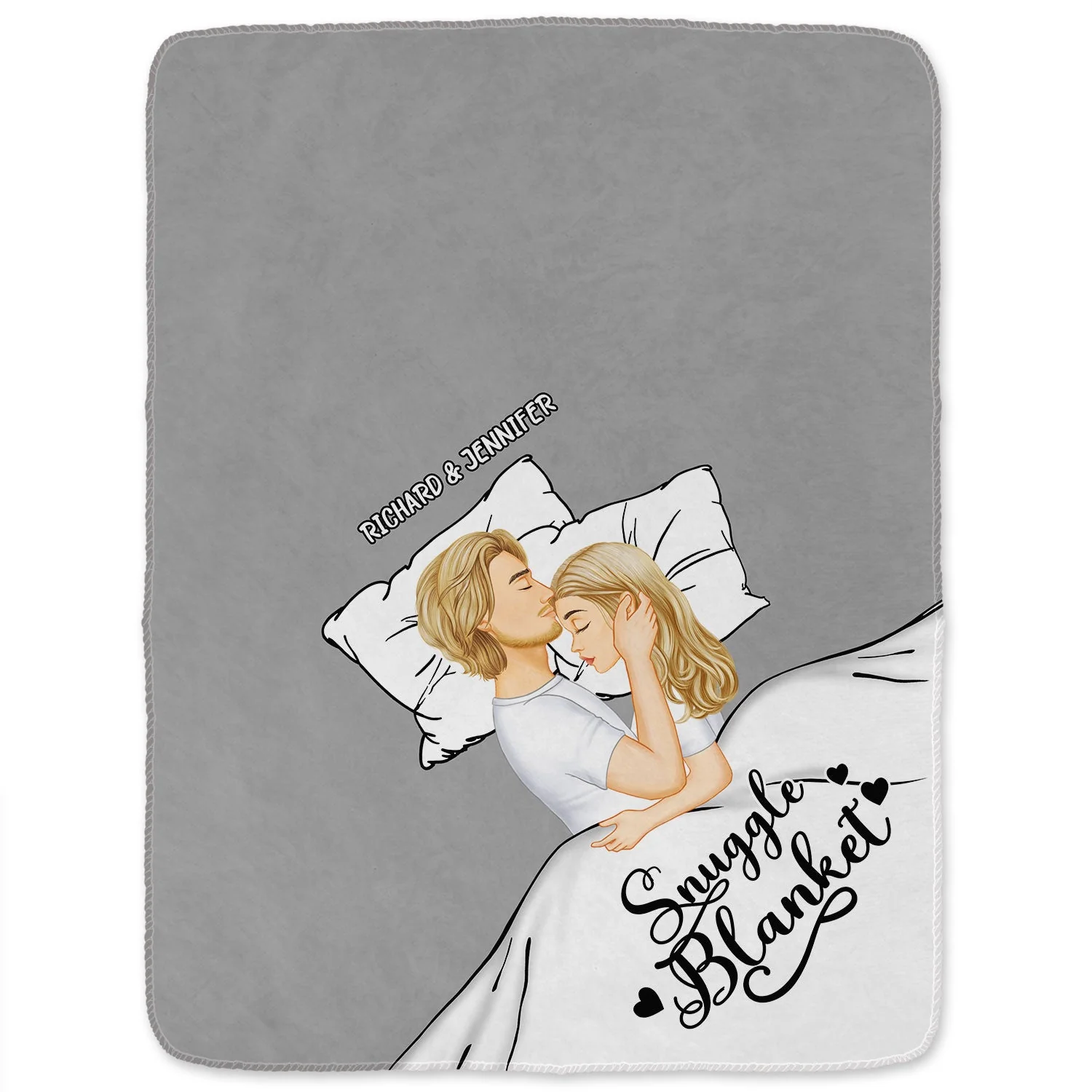 Couple Side View Snuggle Blanket - Gift For Couples - Personalized Fleece Blanket - Image 2