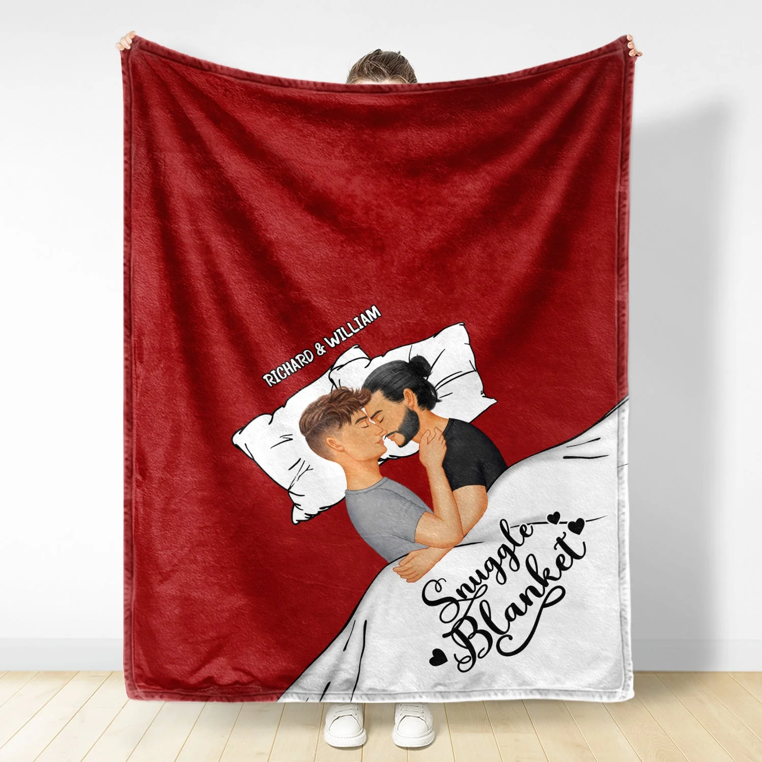 Couple Side View Snuggle Blanket - Gift For Couples - Personalized Fleece Blanket - Image 3