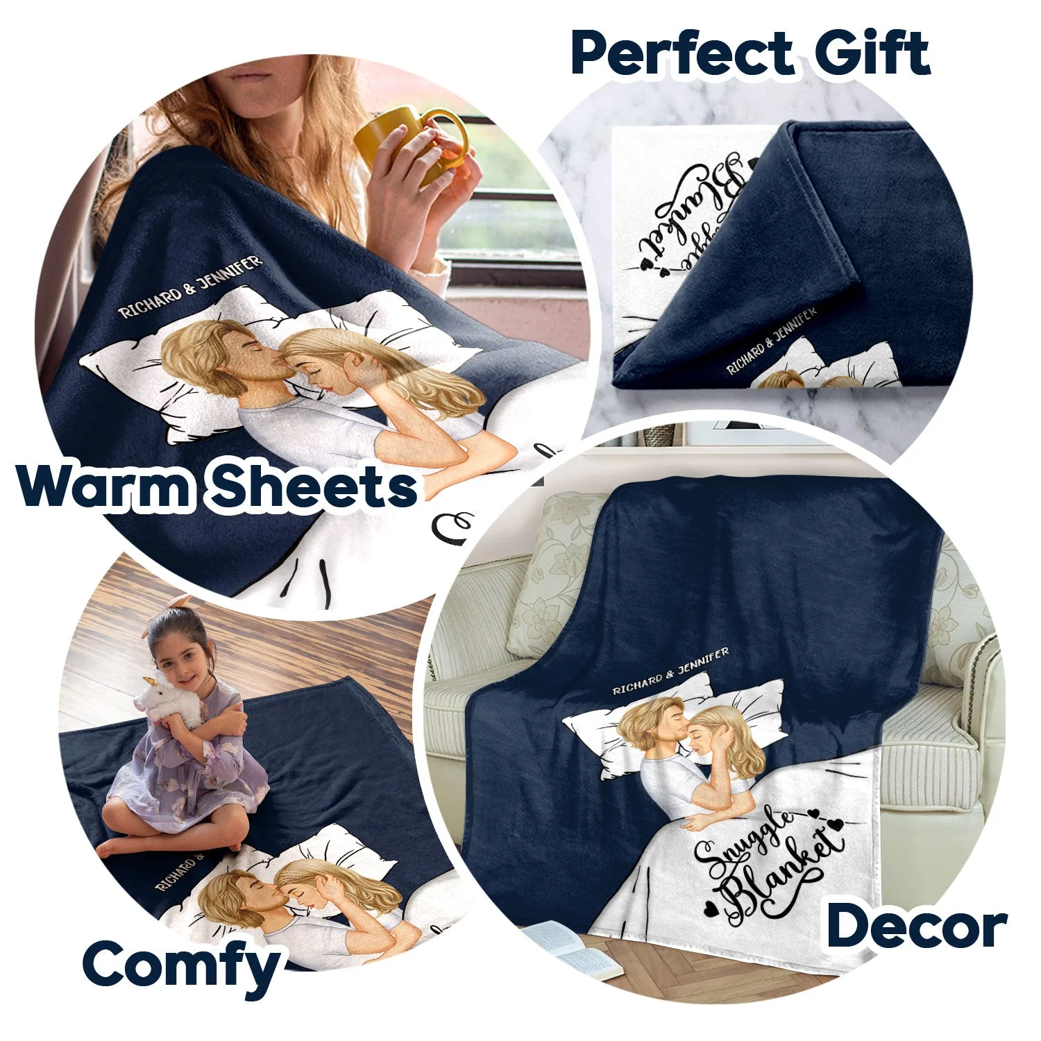 Couple Side View Snuggle Blanket - Gift For Couples - Personalized Fleece Blanket - Image 7