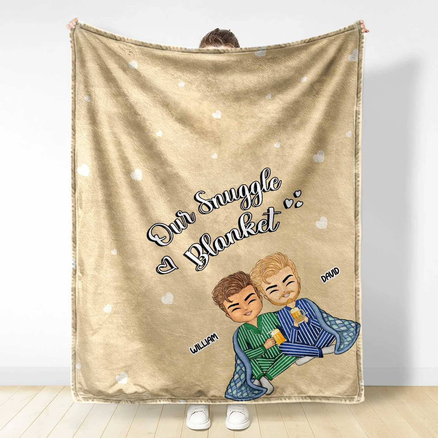 Couple Sitting Our Snuggle Blanket - Gift For Couples - Personalized Custom Fleece Blanket - Image 2