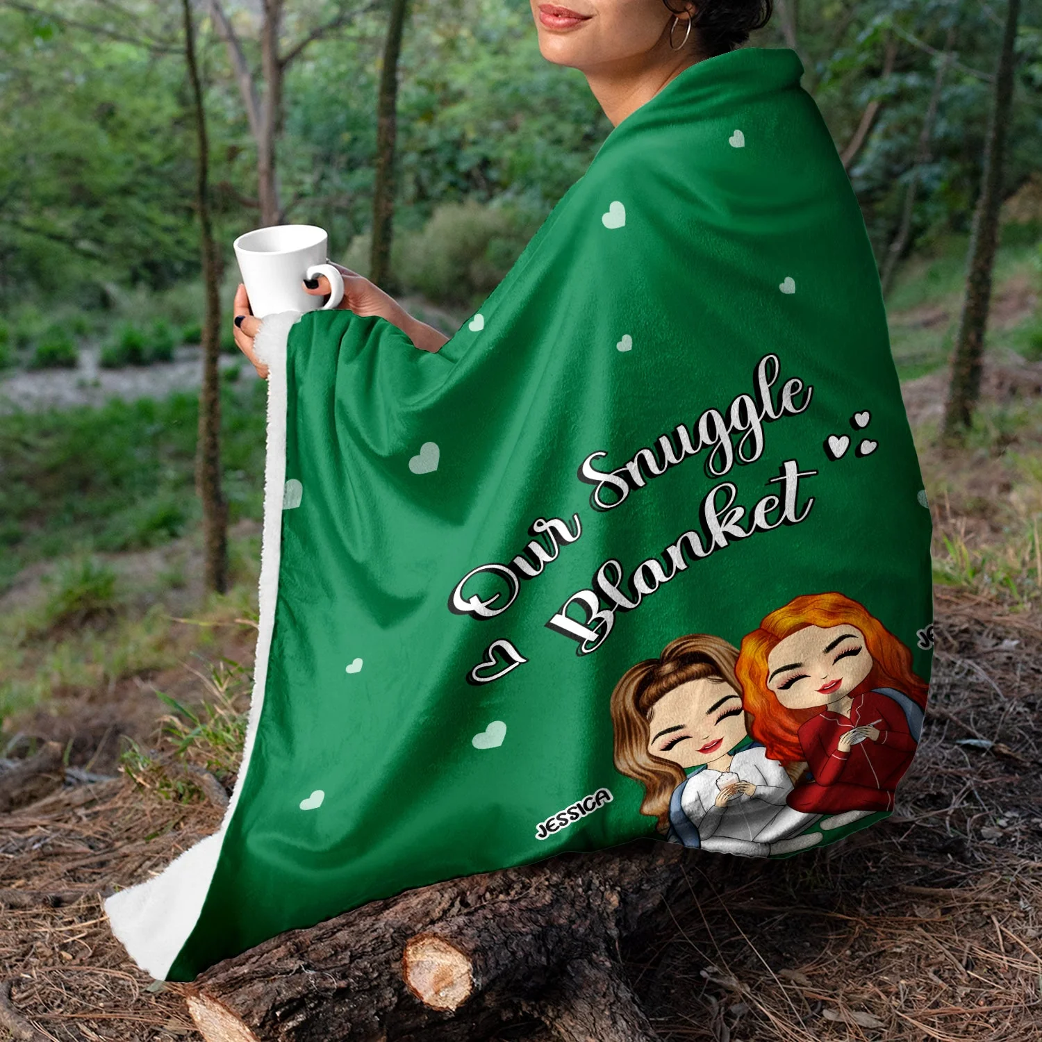 Couple Sitting Our Snuggle Blanket - Gift For Couples - Personalized Custom Fleece Blanket - Image 3