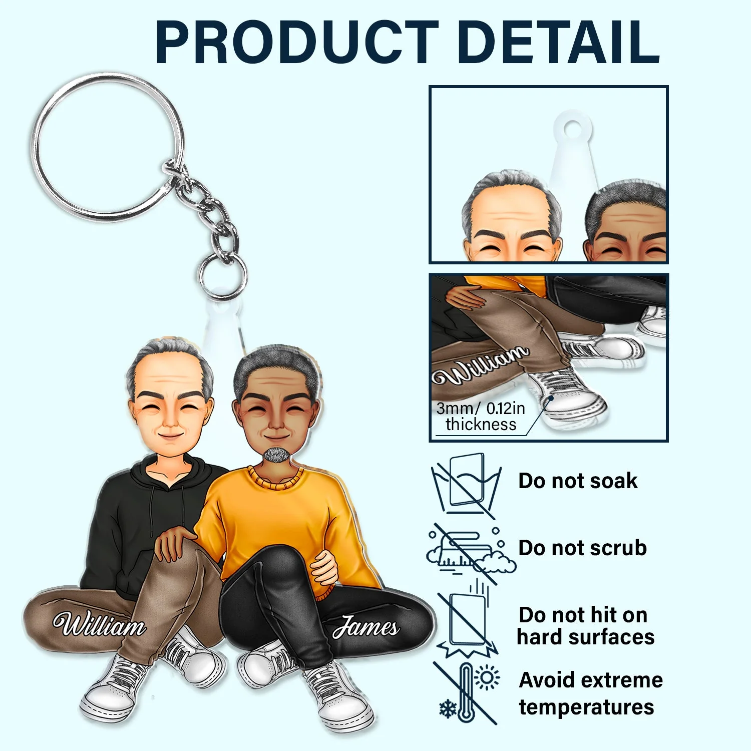 Couple Sitting Together - Anniversary Gift For Couples - Personalized Cutout Acrylic Keychain - Image 5