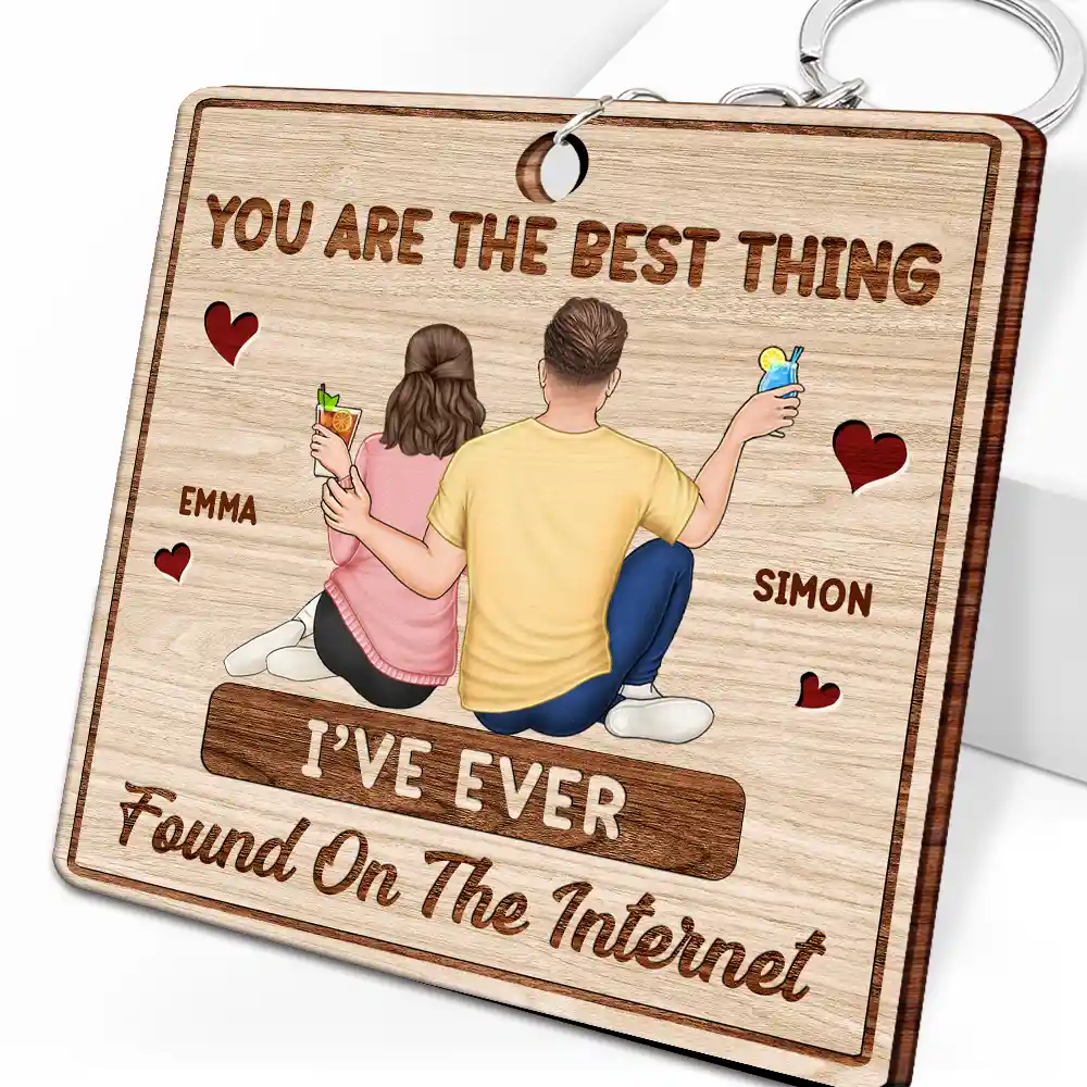 Couple Song QR Code Best Thing Ever Found - Personalized Wooden Keychain - Image 3