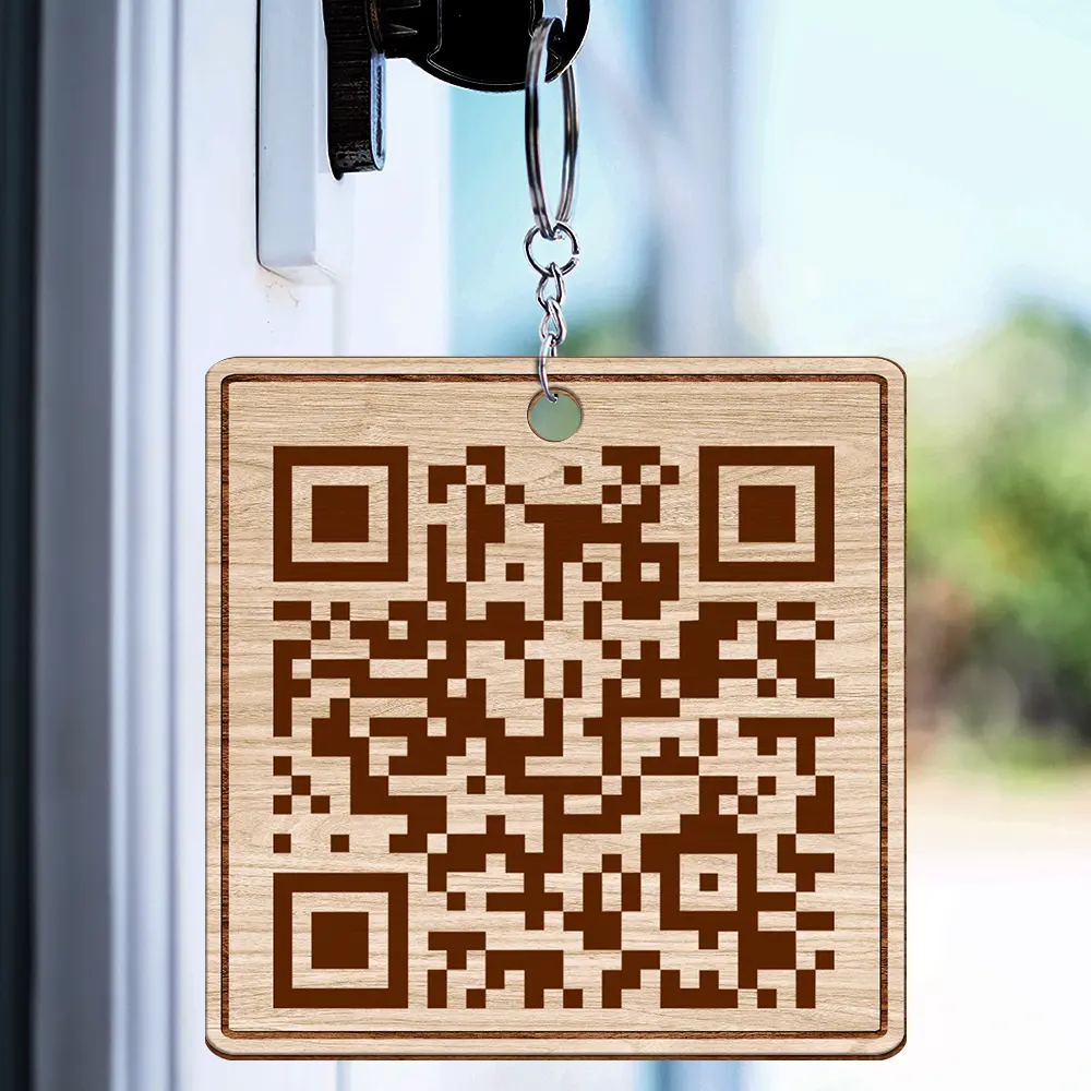 Couple Song QR Code Best Thing Ever Found - Personalized Wooden Keychain - Image 4
