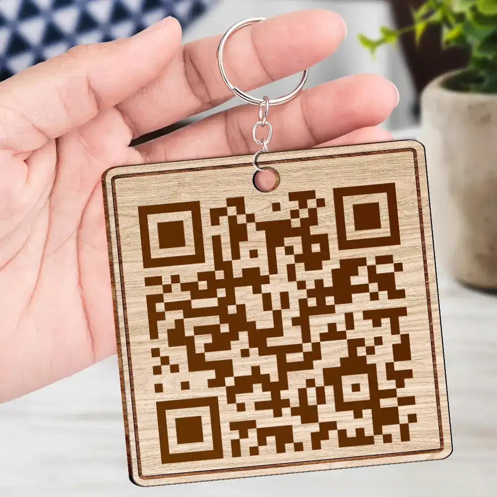 Couple Song QR Code Best Thing Ever Found - Personalized Wooden Keychain - Image 5