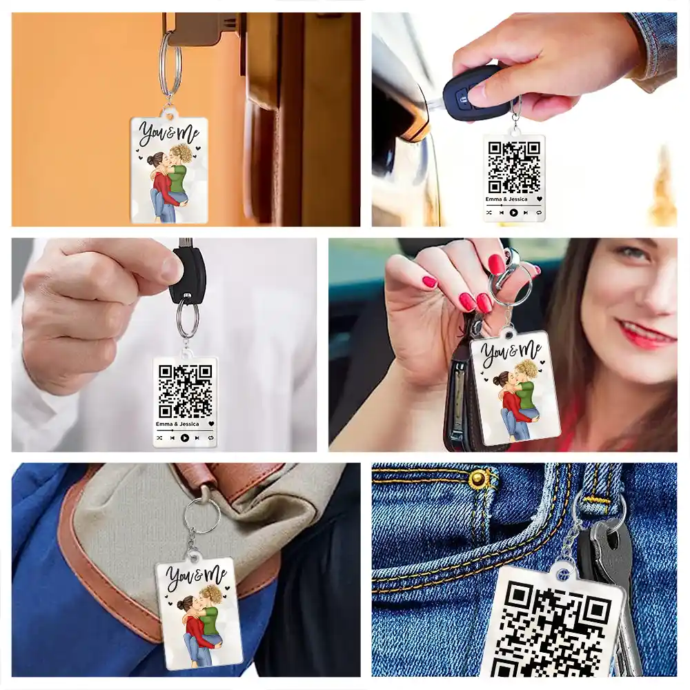 Couple Song QR Code You & Me - Personalized Acrylic Keychain - Image 7
