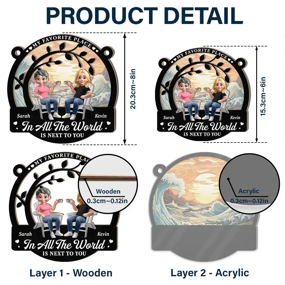 Couple Starry Night My Favorite Place In All The World - Personalized Window Hanging Suncatcher Ornament - Image 5