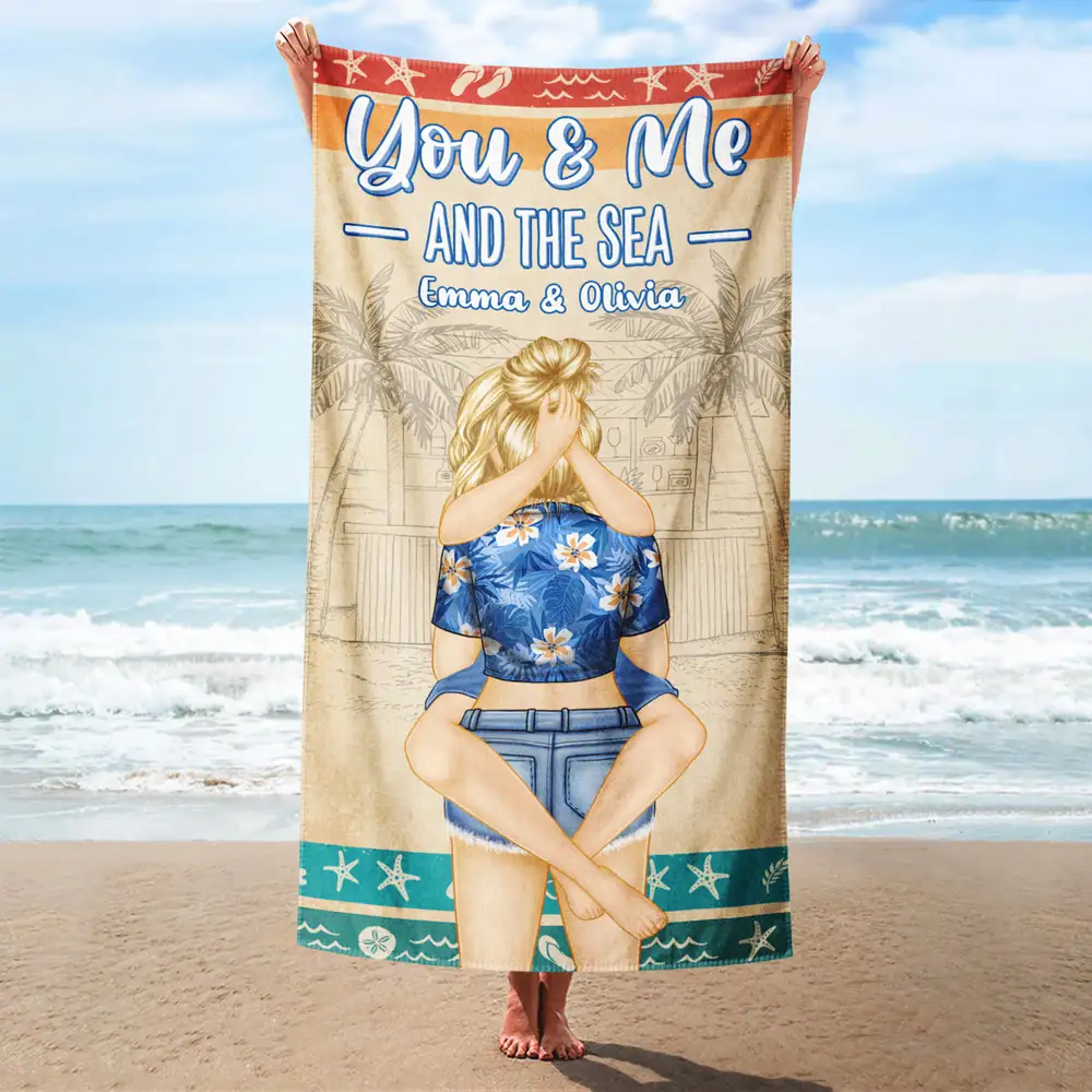Couple Summer You & Me And The Sea - Personalized Beach Towel - Image 2