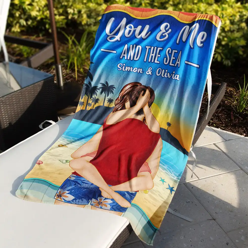 Couple Summer You & Me And The Sea - Personalized Beach Towel - Image 3