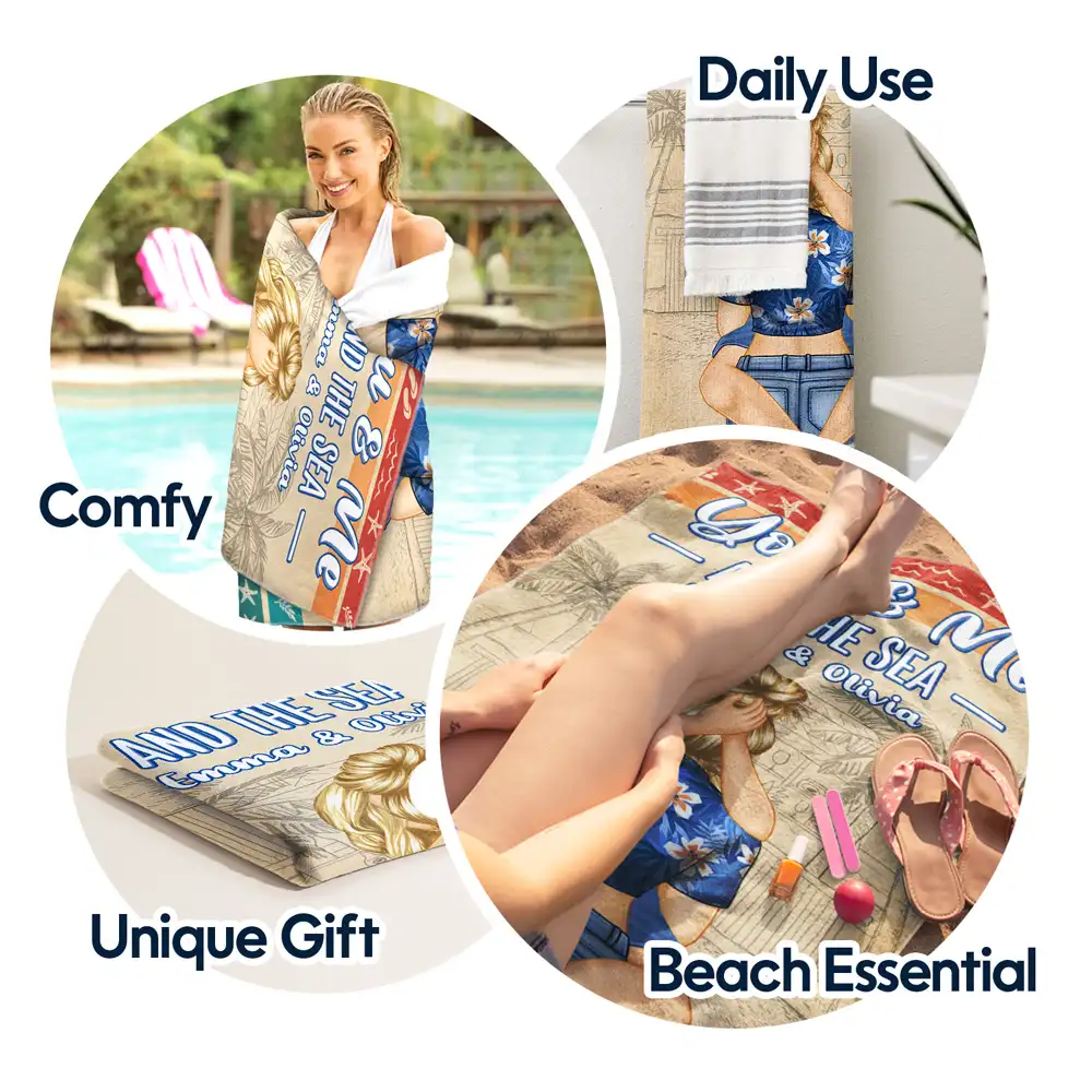 Couple Summer You & Me And The Sea - Personalized Beach Towel - Image 5