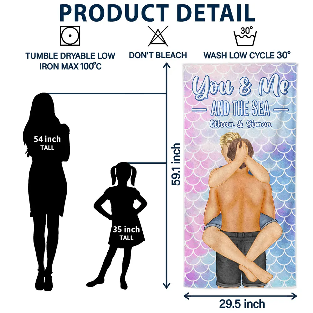 Couple Summer You & Me And The Sea - Personalized Beach Towel - Image 6