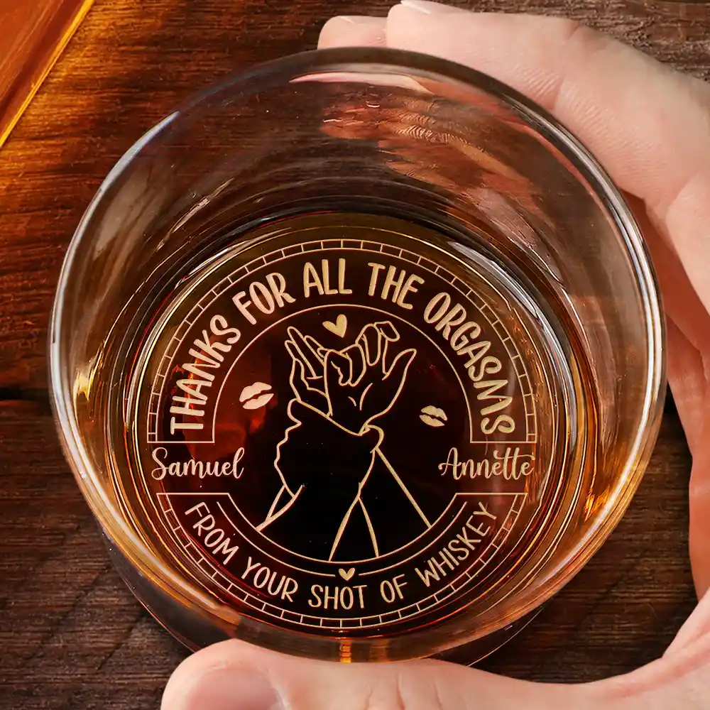 Couple Thanks For All The Orgasms Husband Wife - Personalized Engraved Whiskey Glass - Image 2