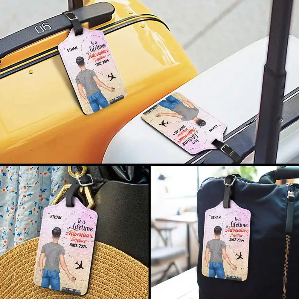 Couple To A Lifetime Of Adventure Together - Personalized Combo 2 Luggage Tags - Image 3