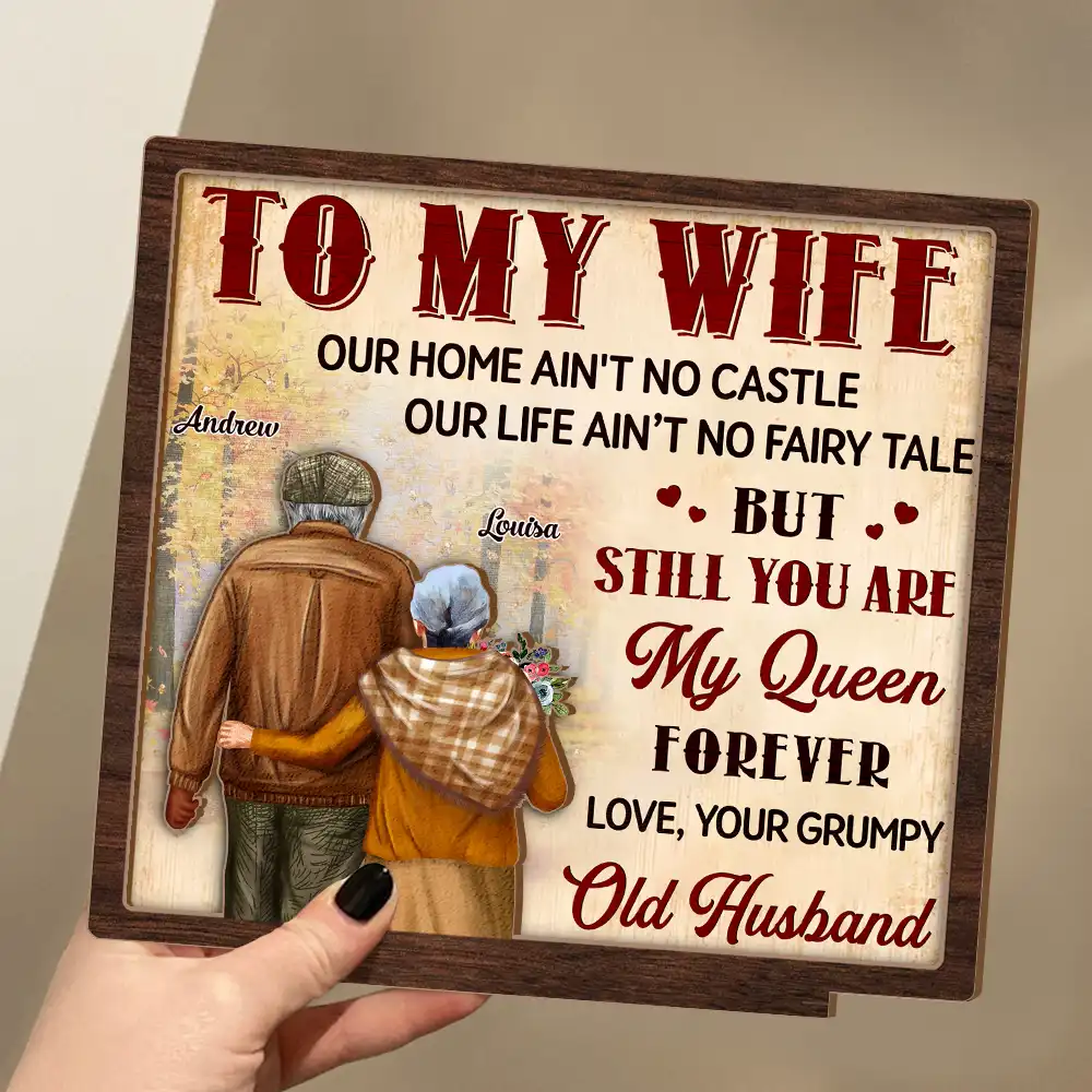 Couple To My Wife Our Home Ain't No Castle - Personalized Custom Shaped 2-Layered Wooden Plaque - Image 3