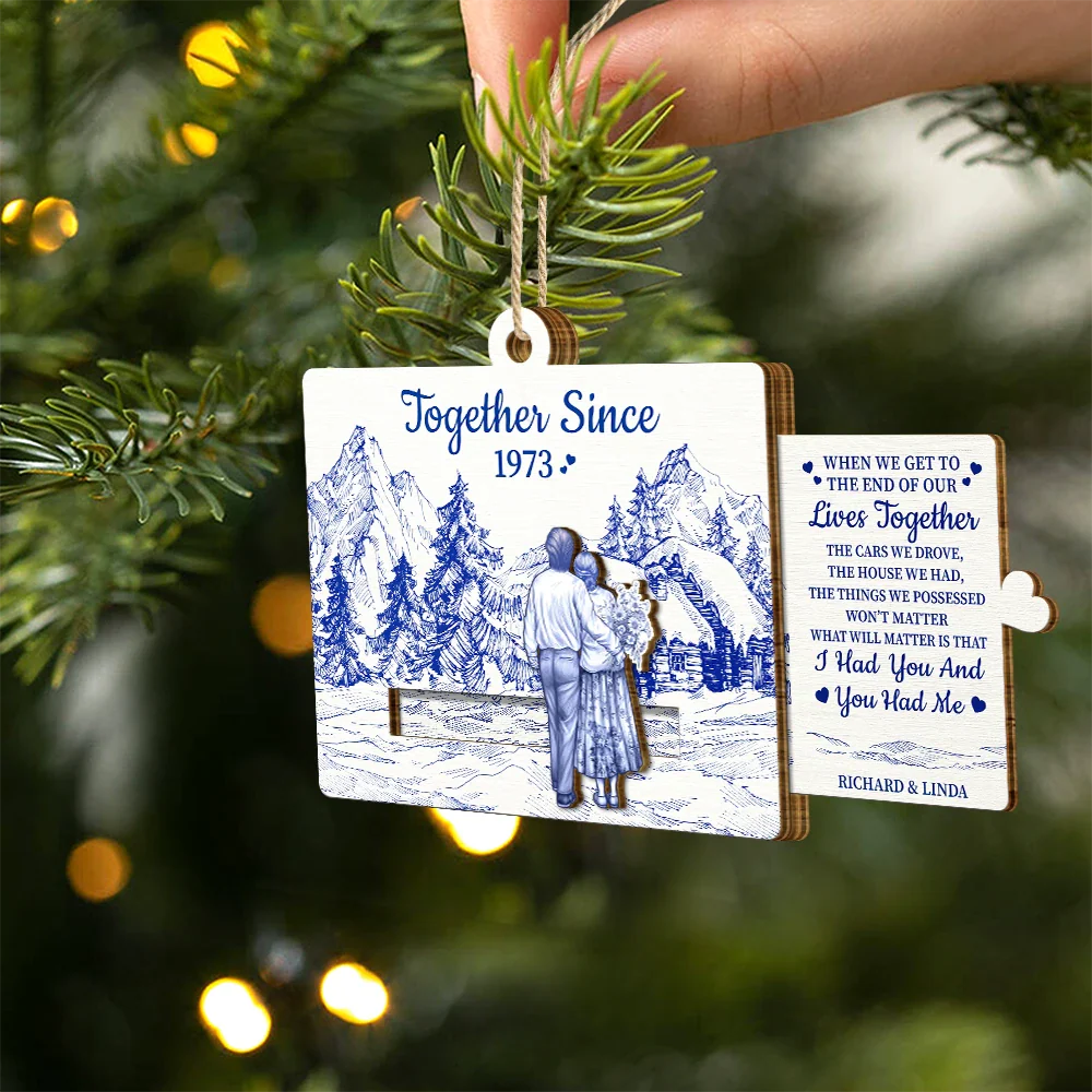 Couple Together When We Get To The End - Personalized Wooden Slide Ornament - Image 6