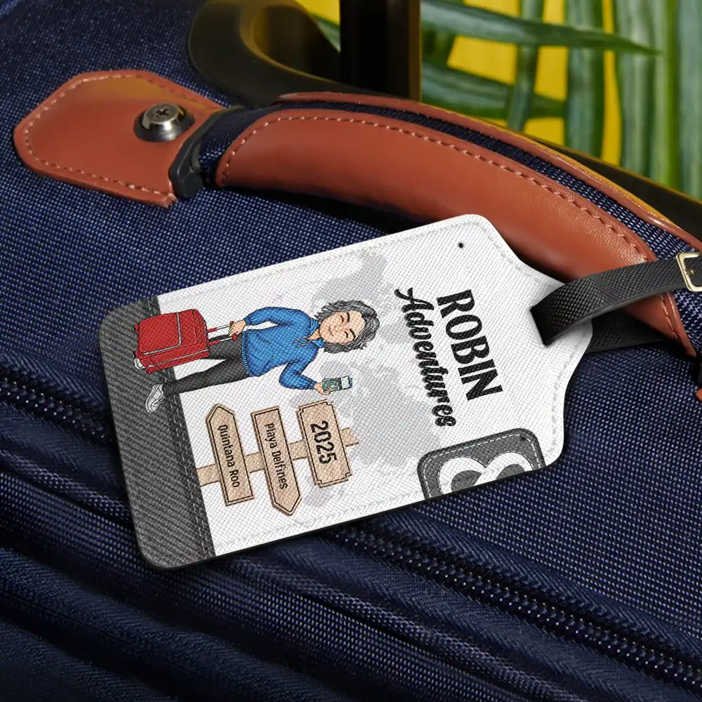 Couple Travel Adventures Sign Post - Personalized Combo 2 Luggage Tags - Image 2
