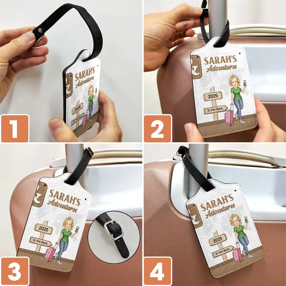 Couple Travel Adventures Sign Post - Personalized Combo 2 Luggage Tags - Image 5