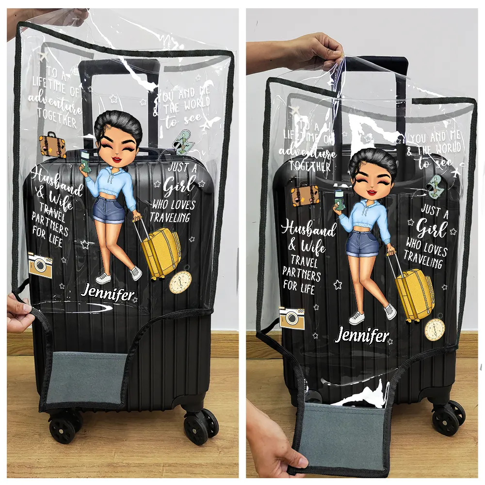 Couple Travel Partners For Life - Personalized Combo 2 Clear Luggage Covers - Image 5